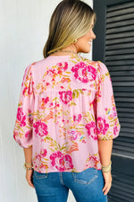 Floral Tie Neck Blouse