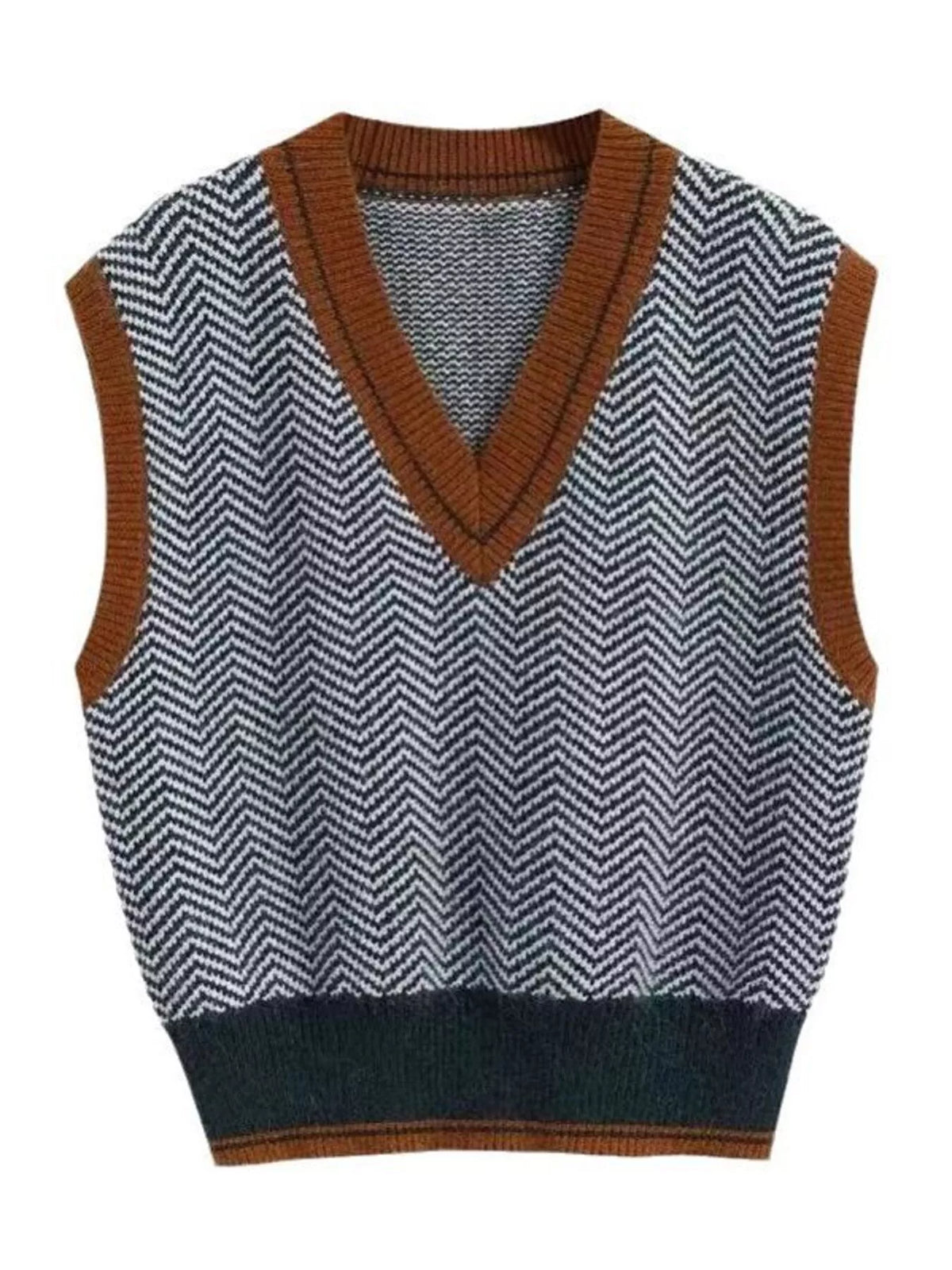 Chevron Pattern V-Neck Knit Sweater Vest