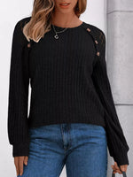 Ribbed Knit T-Shirt with Lace Shoulder Detail