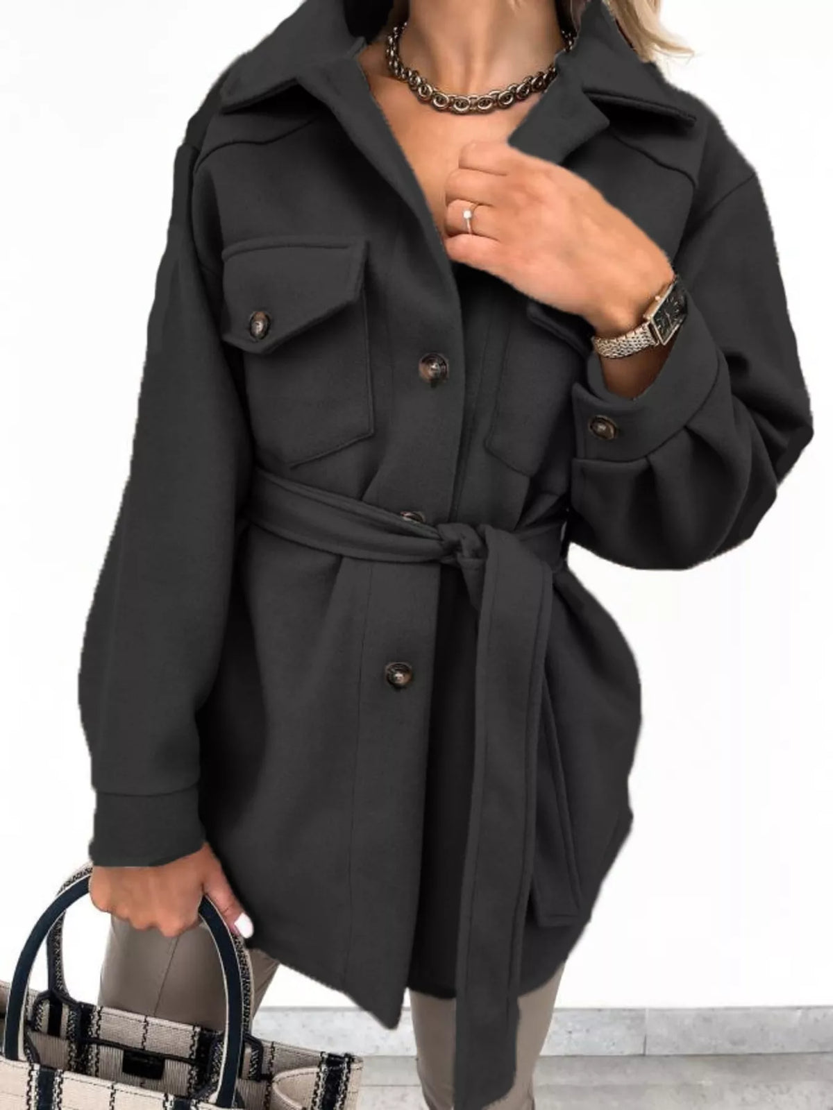 Button-Down Tie Waist Coat