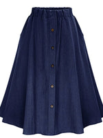 Full Size Button-Front Denim A-Line Skirt Plus Size
