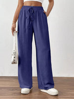 Casual Drawstring Wide Leg Pants