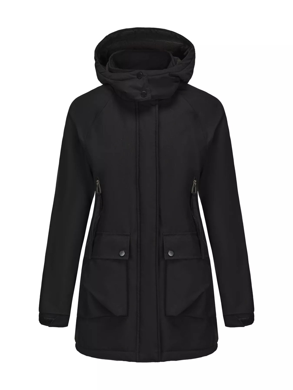 Full Size Zip Up Hooded Parka Outerwear Plus Size