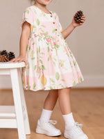 Children's Floral Print Button-Down A-Line Dress