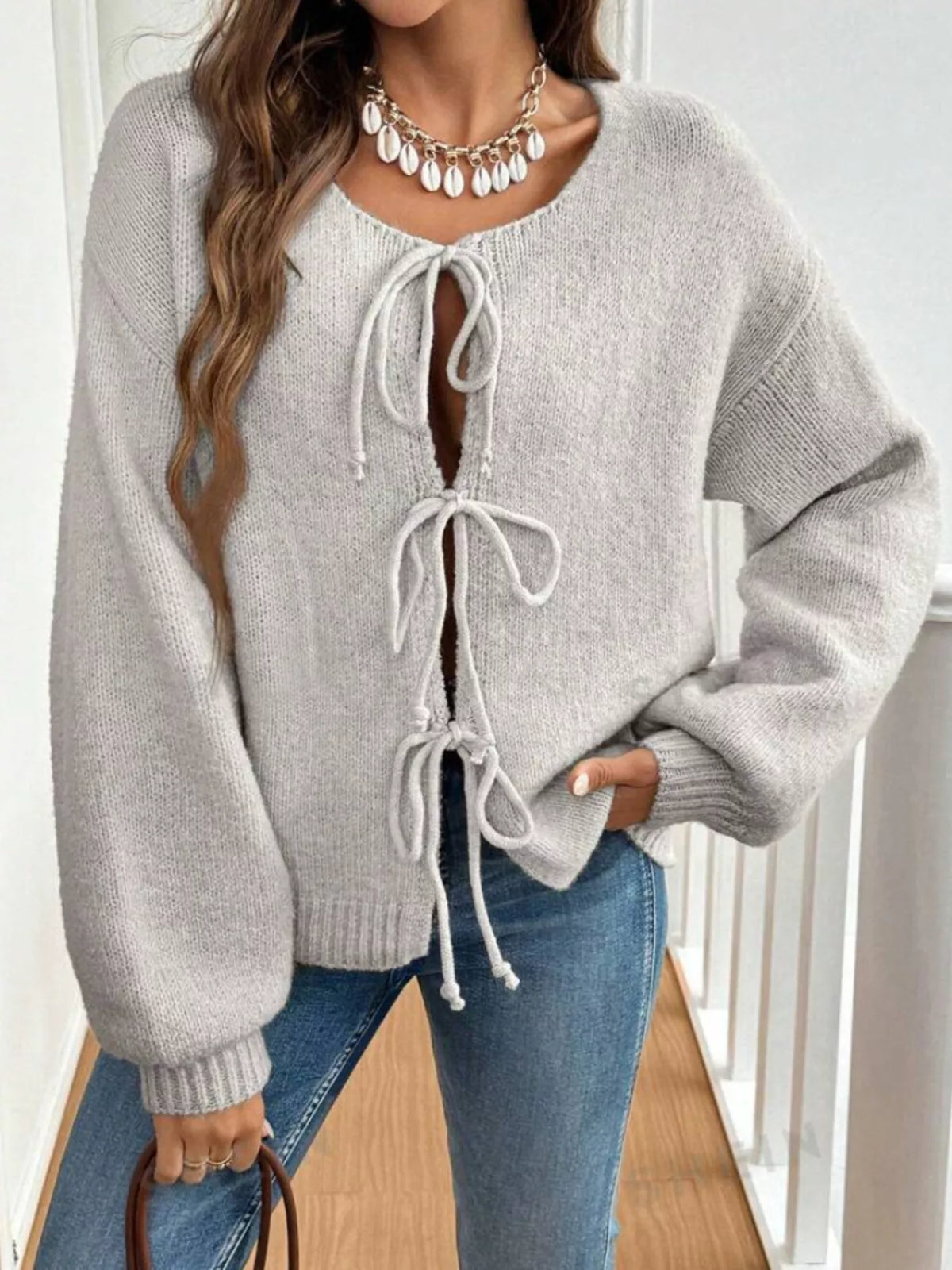 Tie-Front Long Sleeve Cardigan