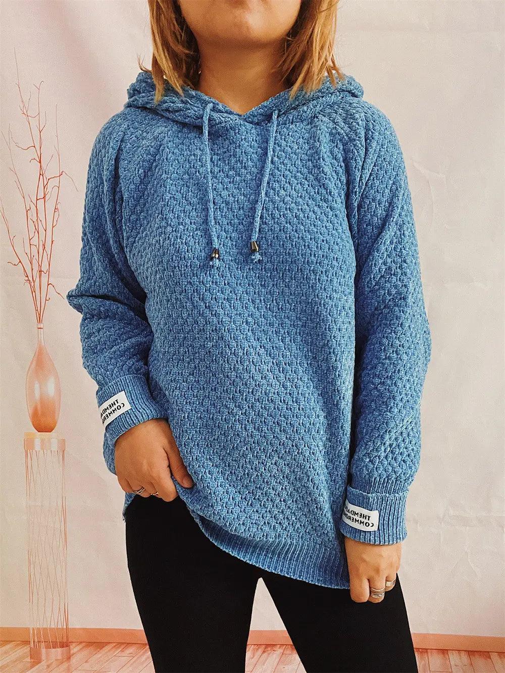 Drawstring Long SleeveHooded Sweater