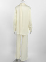 Texture Shirt and Wide-Leg Pants Set