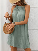 Textured Grecian Neck Mini Dress