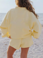 Relaxed Fit Round Neck Sweatshirt and Shorts Set