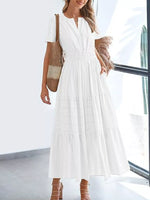 Full Size Short Sleeve Tiered Midi Dress Plus Size