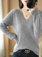V-Neck Solid Color Sweater