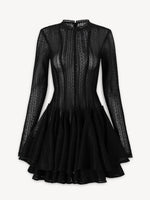 Layered Round Neck Long Sleeve Dress