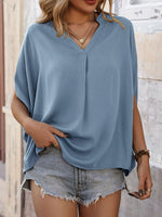Notched Half Sleeve Top