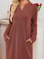 Casual Ribbed Knit Long Sleeve Dress