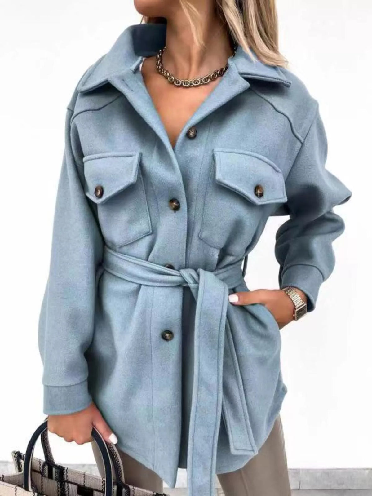 Button-Down Tie Waist Coat