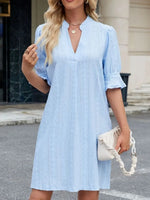 Eyelet Flounce Sleeve Mini Dress