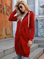 Ivy Lane Zip-Up Longline Hoodie with Pockets