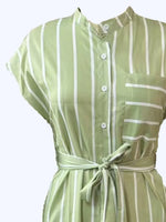 Striped Tie Waist Short Sleeve Dress