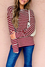 Stripe Drop Shoulder Long Sleeve Top