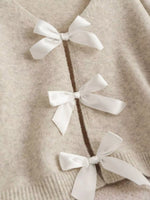 Bow-knot Front V-Neck Knit Cardigan
