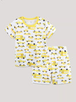 Children's Cartoon Car Print Short Sleeve Pajama Set