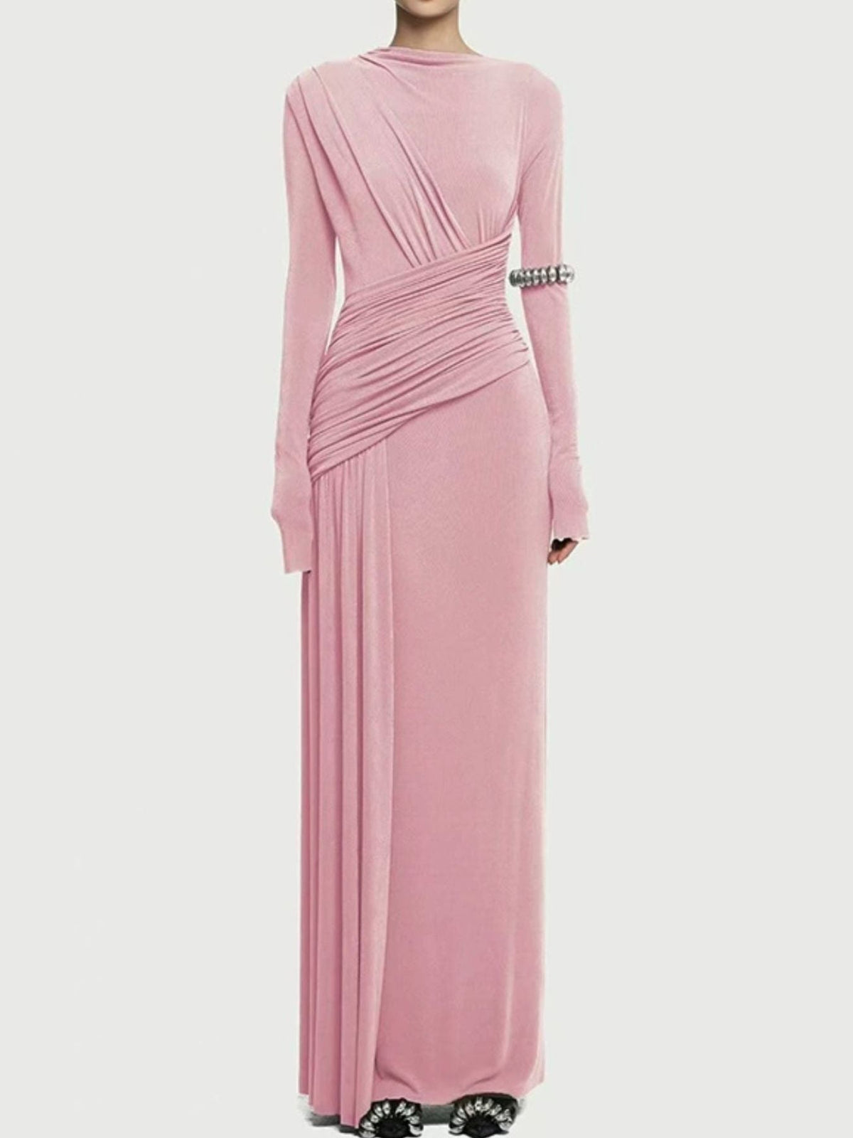 Ruched Long Sleeve Maxi Dress