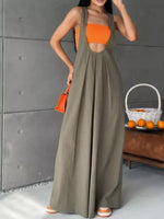 Pleated Overall Dress with Pockets