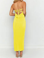 Lace-Up Back Tube Maxi Dress