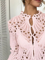 Lace Button Up Long Sleeve Shirt