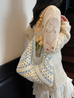 Contrast Crochet Shoulder Bag