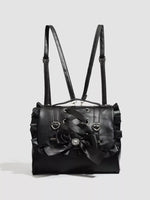 Ruffled Lace Up Bow Backpack Bag