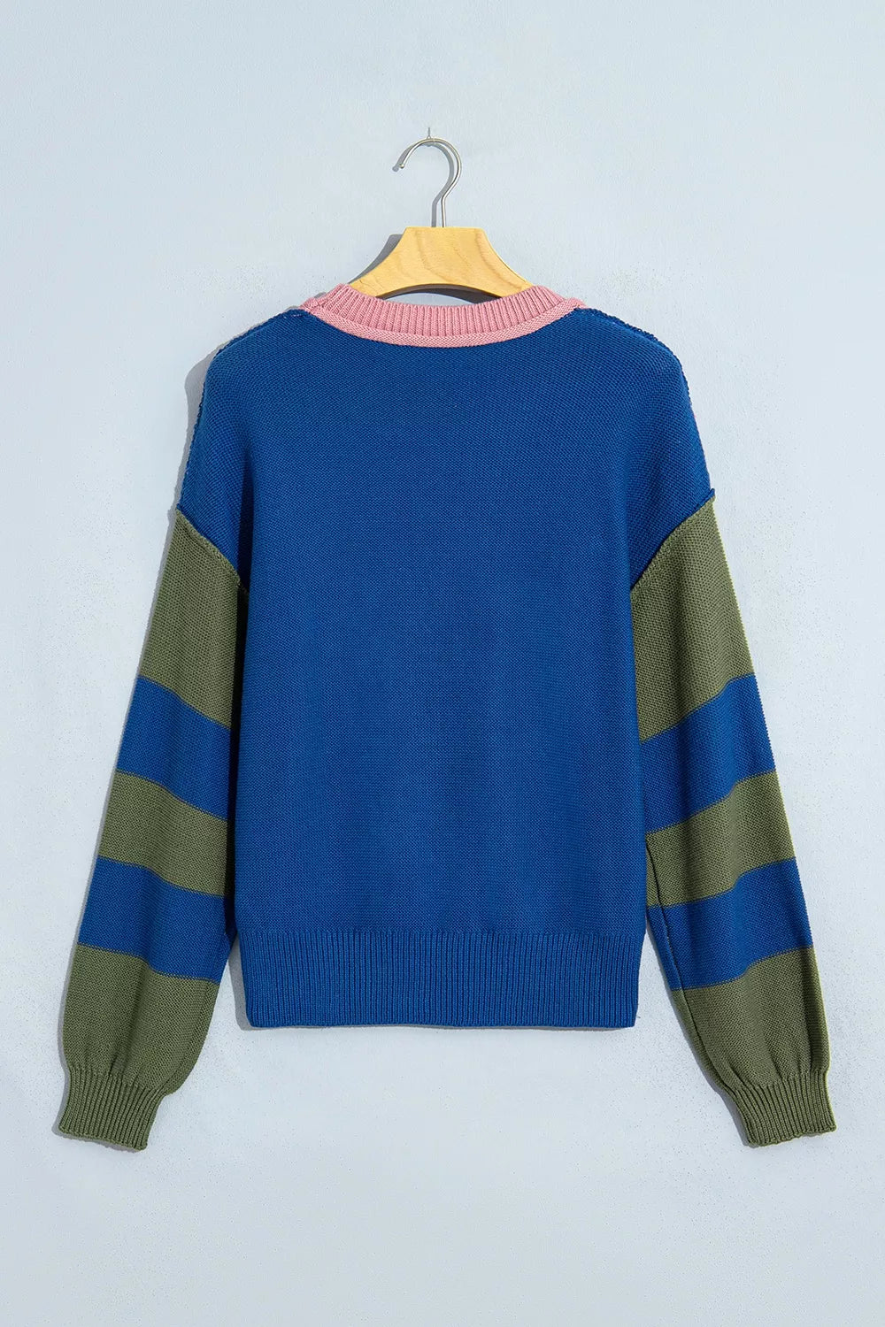 Multicolour Western Colorblock Patchwork Striped Long Sleeve Sweater