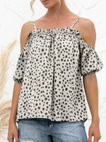 Puff Sleeve Polka Dot Ruffle Cami Top
