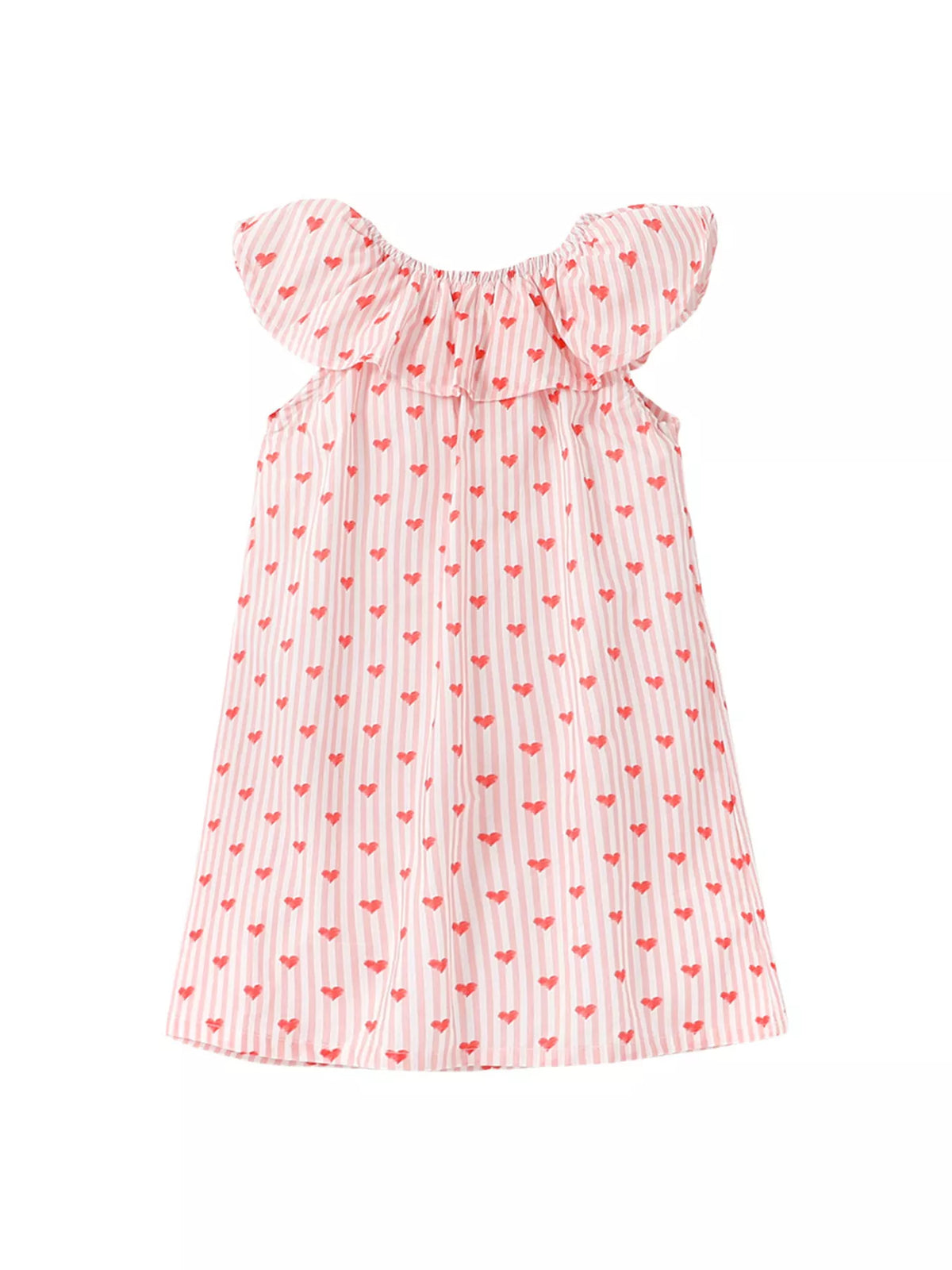 Children's Heart Print Ruffle Trim Dress