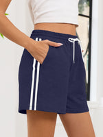 Striped Trim Drawstring Shorts