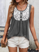 Lace Panel Scoop Neck Tank