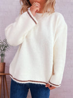 Contrast Trim Round Neck Cozy Sweater