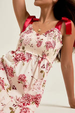 Floral Tiered Maxi Dress with Mixed Print Design