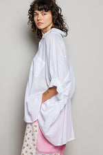 POL Button Down Half Dolman Sleeve Shirt