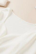 Ruched Sweetheart Neck Long Sleeve Sweater