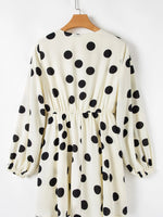Polka Dot Surplice Puff Sleeve Mini Dress