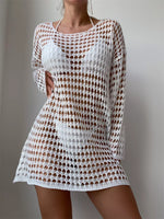 Crochet Knit Long Sleeve Cover-Up