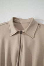Solid Color Zip Front Short Sleeve Collared Jumpsuit