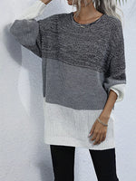 Color Block Round Neck Oversized Sweater