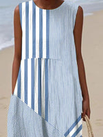 Full Size Round Neck Sleeveless Casual Midi Dress Plus Size