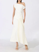 Single Shoulder Pleated Dress