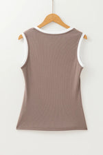 Contrast Edge Scoop Neck Wide Strap Knit Tank
