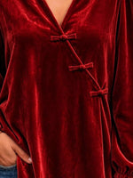 Chinese-Style Knot Buttons Velvet Blouse