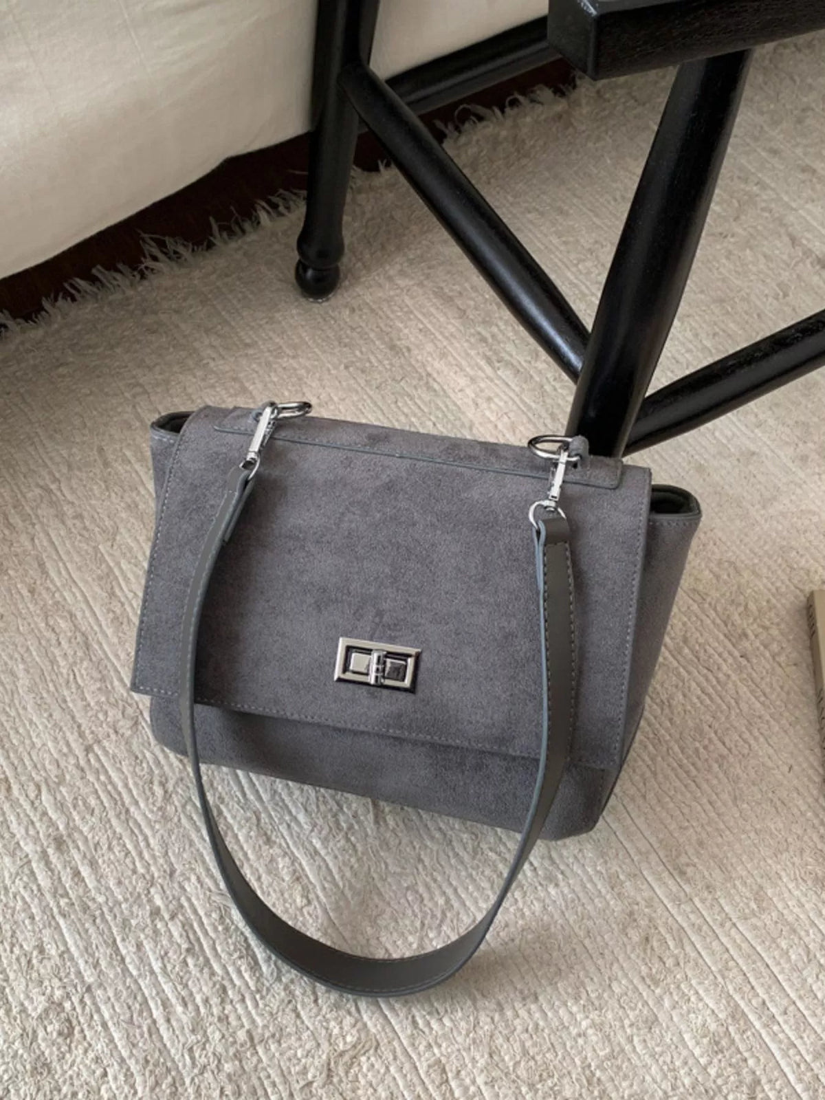 Suede Flap Crossbody Bag
