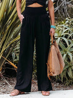 Smocked High Waisted Wide Leg Pants